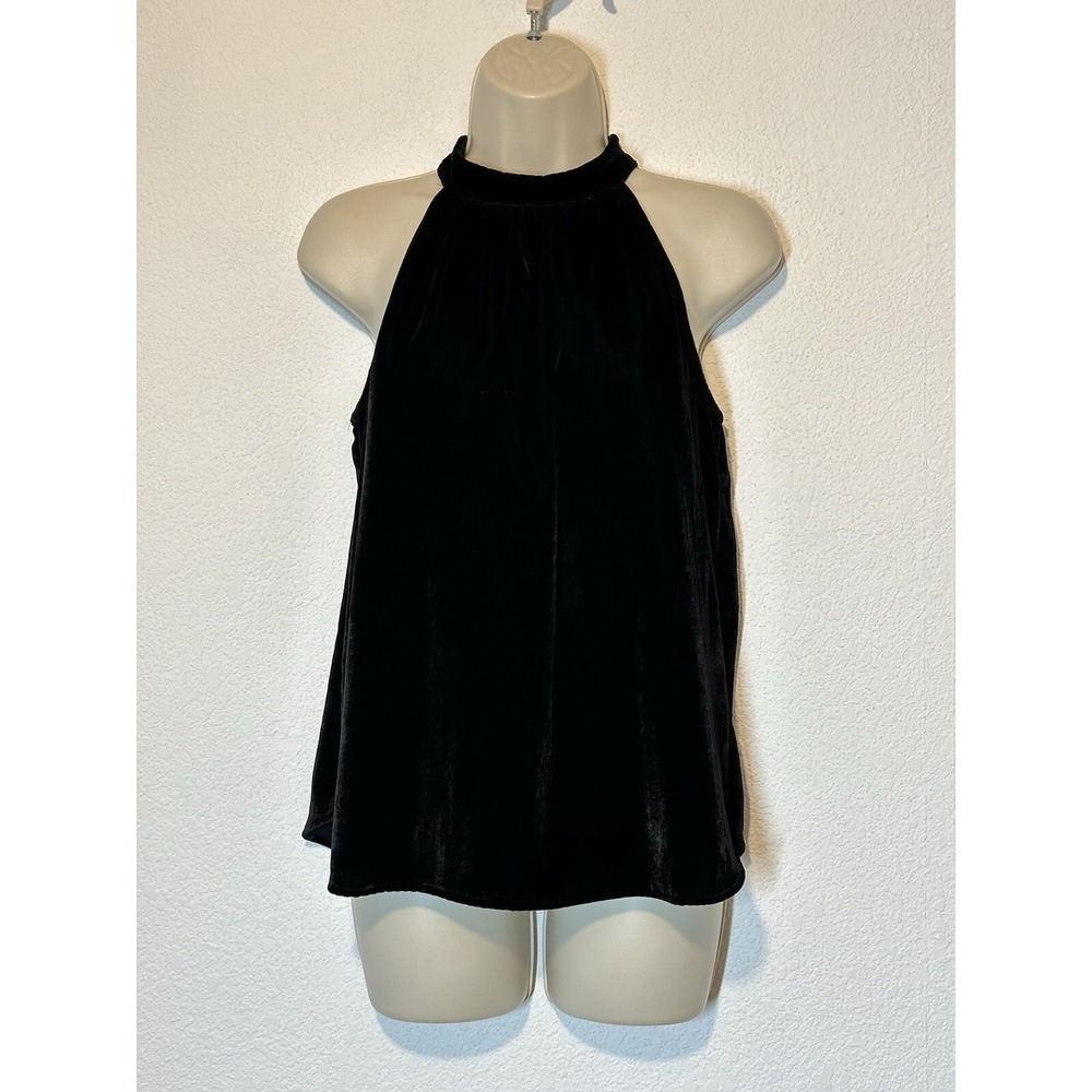 Loft Top Womens XSโ Black Crushed Velvet Blouse Halter Dark Romantic Whimsigoth